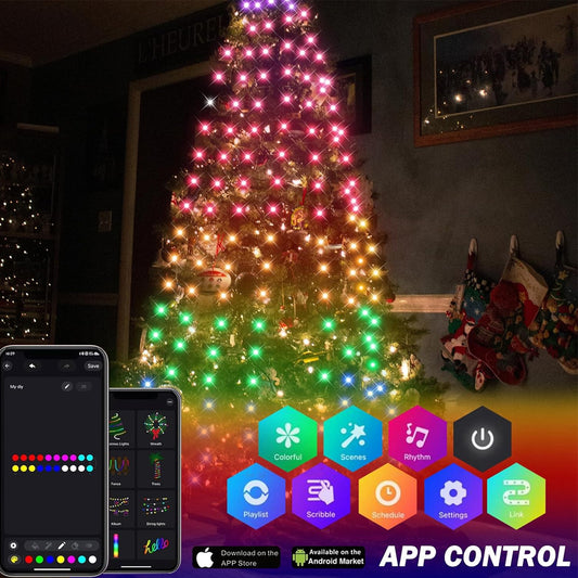 Christmas Tree Lights, DIY scenarios, 24 Modes Remote Control, Multicolor, Timing Function