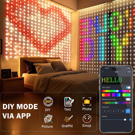 Smart Curtain Lights, APP & Remote Control, Music Sync, Timer