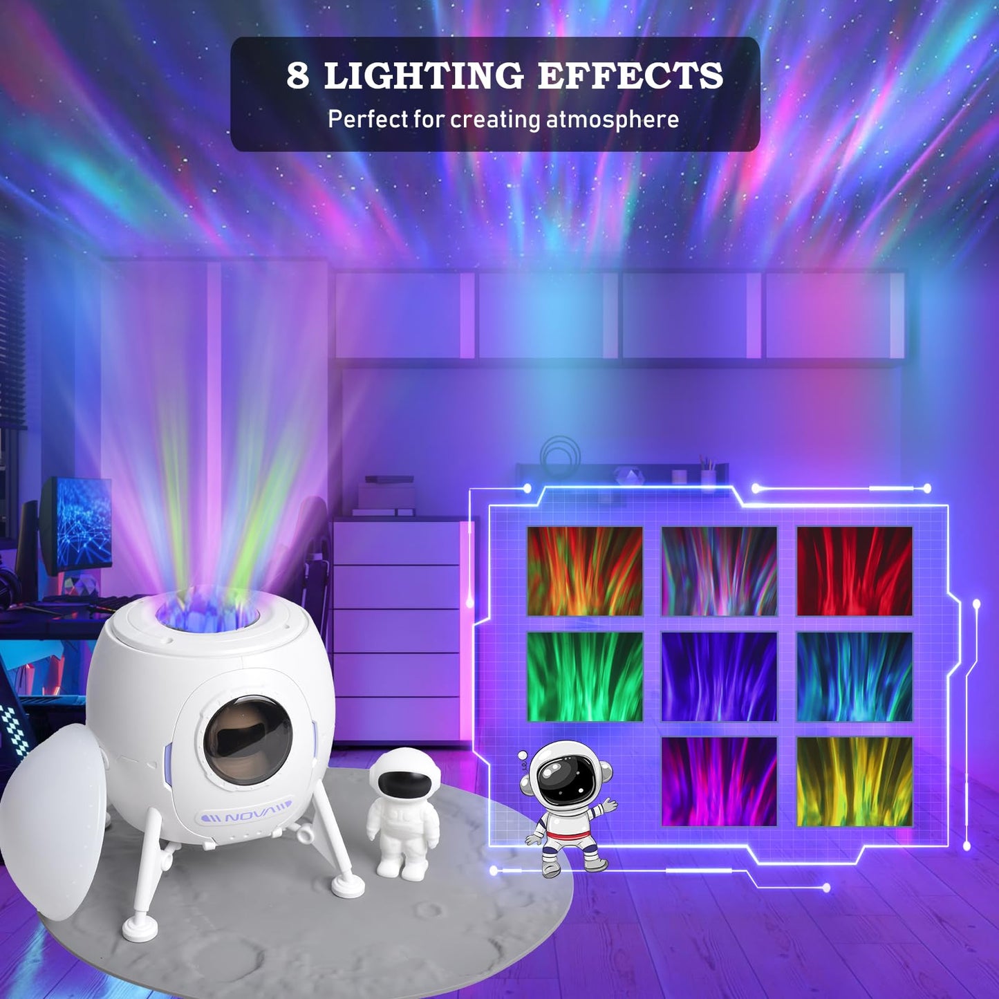 Astronaut Star Projector Galaxy Night Light Space Projector with Built-in Speaker