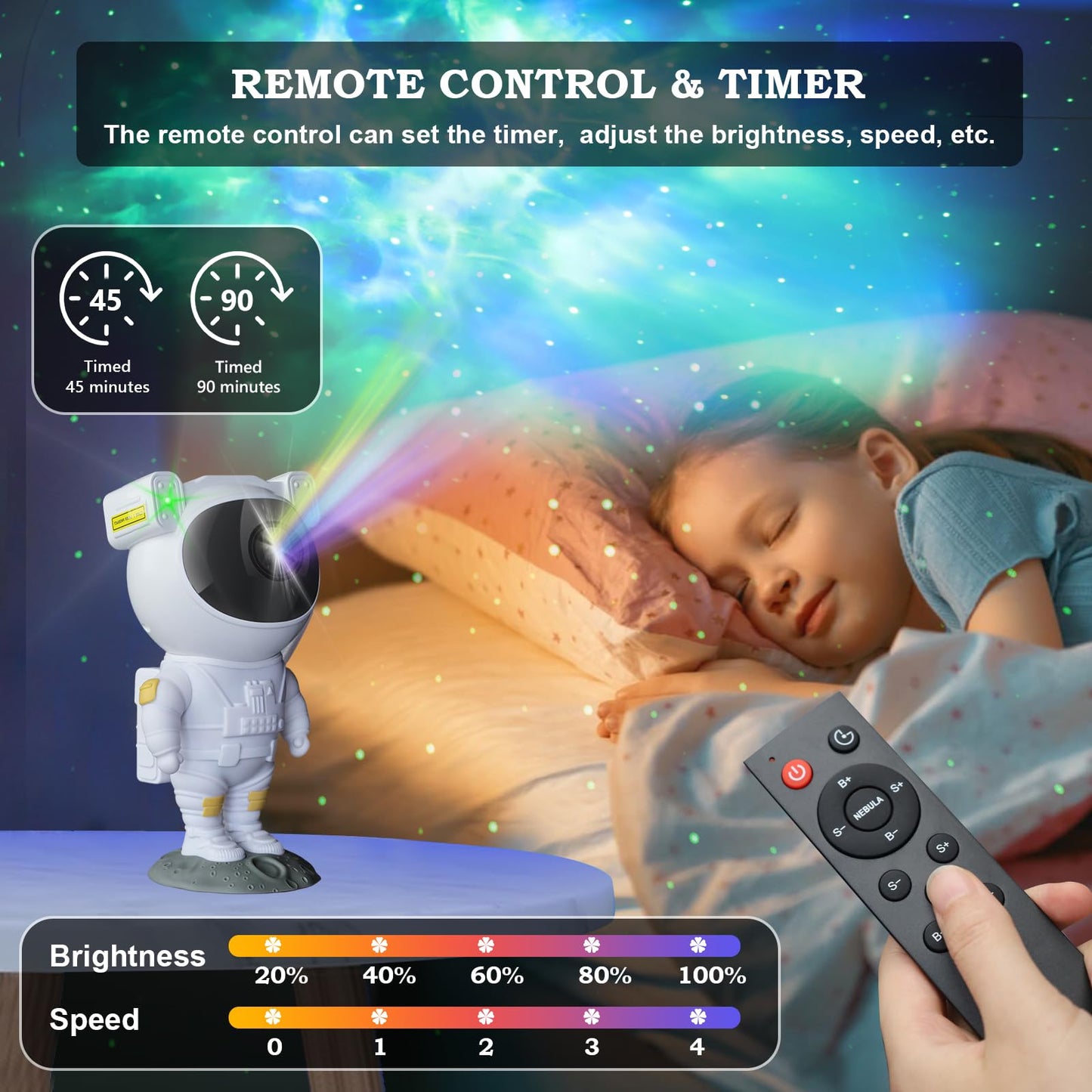 Astronaut Star Galaxy Projector with Timer and Remote