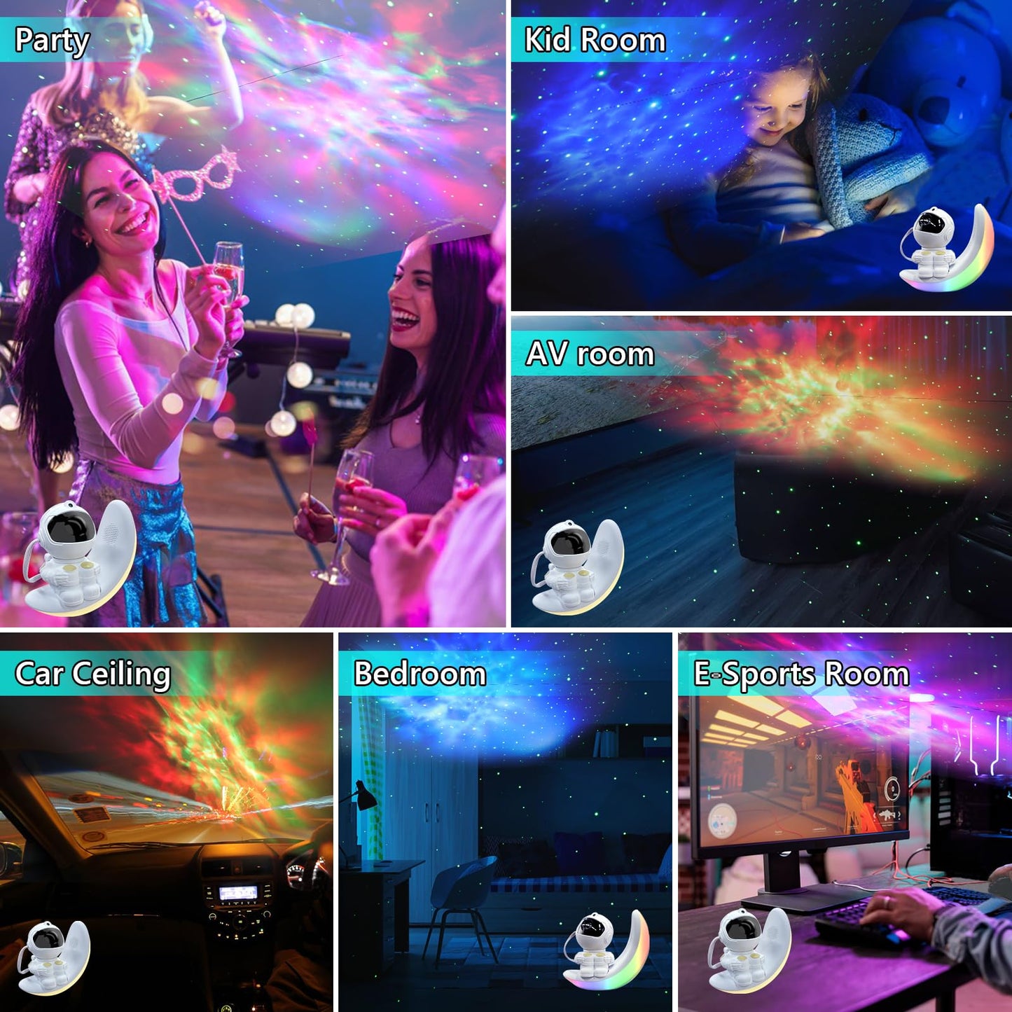 Astronaut Galaxy Projector with Built-in Speaker, Timer and Remote