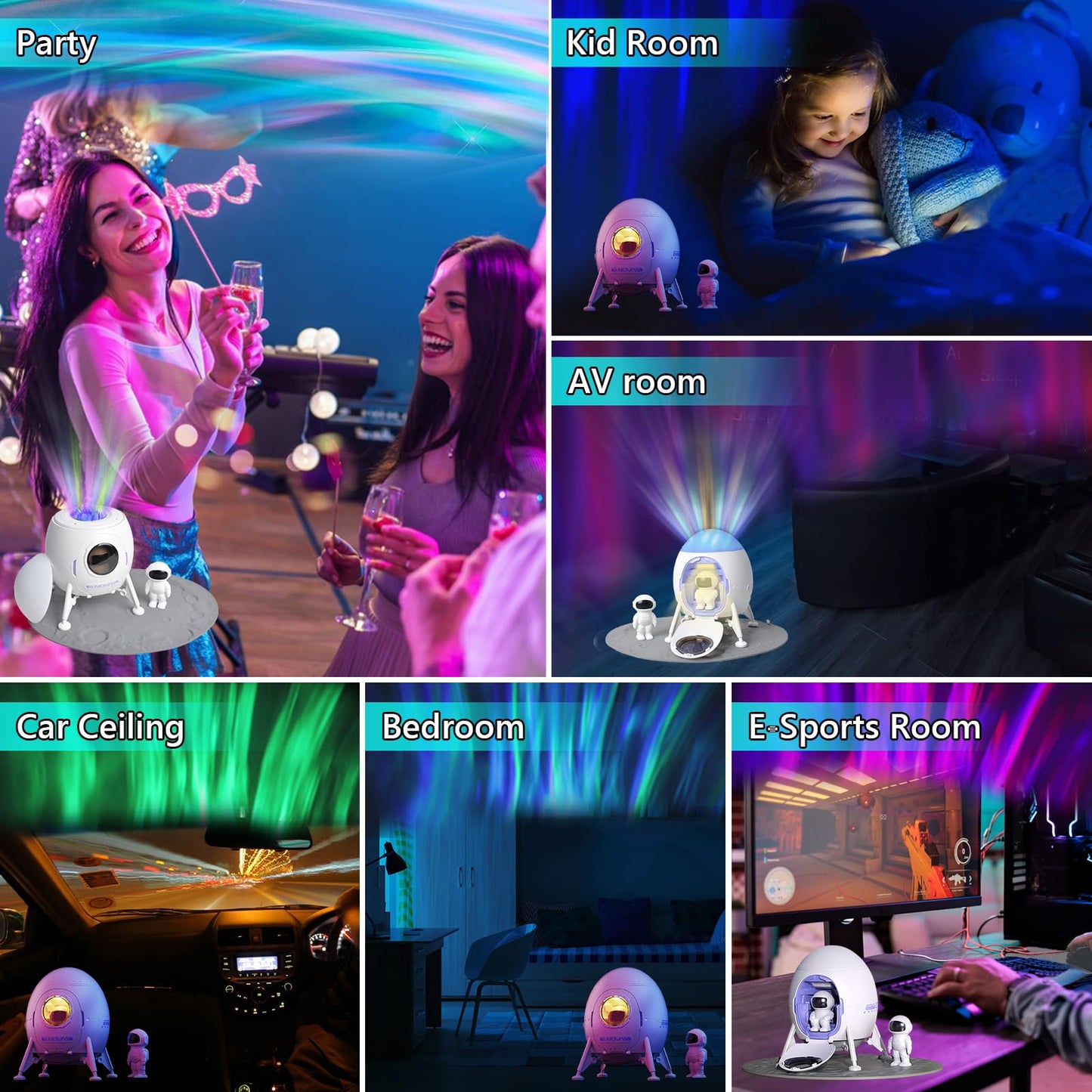 Astronaut Star Projector Galaxy Night Light Space Projector with Built-in Speaker