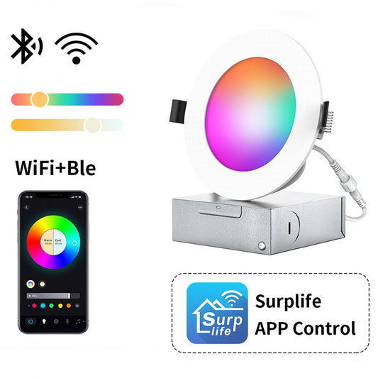 Smart Retrofit Recessed Lighting, Wi-Fi Bluetooth Direct Connect RGBWW Retrofit Can Lights, 65 Scene Modes