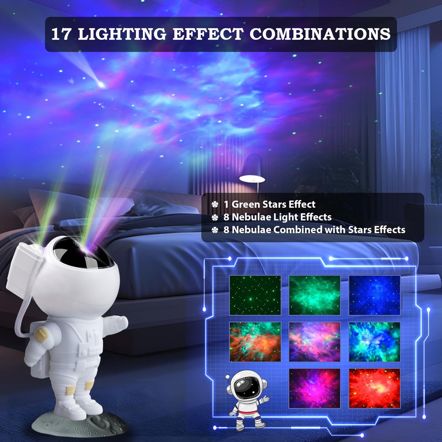 Astronaut Star Galaxy Projector with Timer and Remote