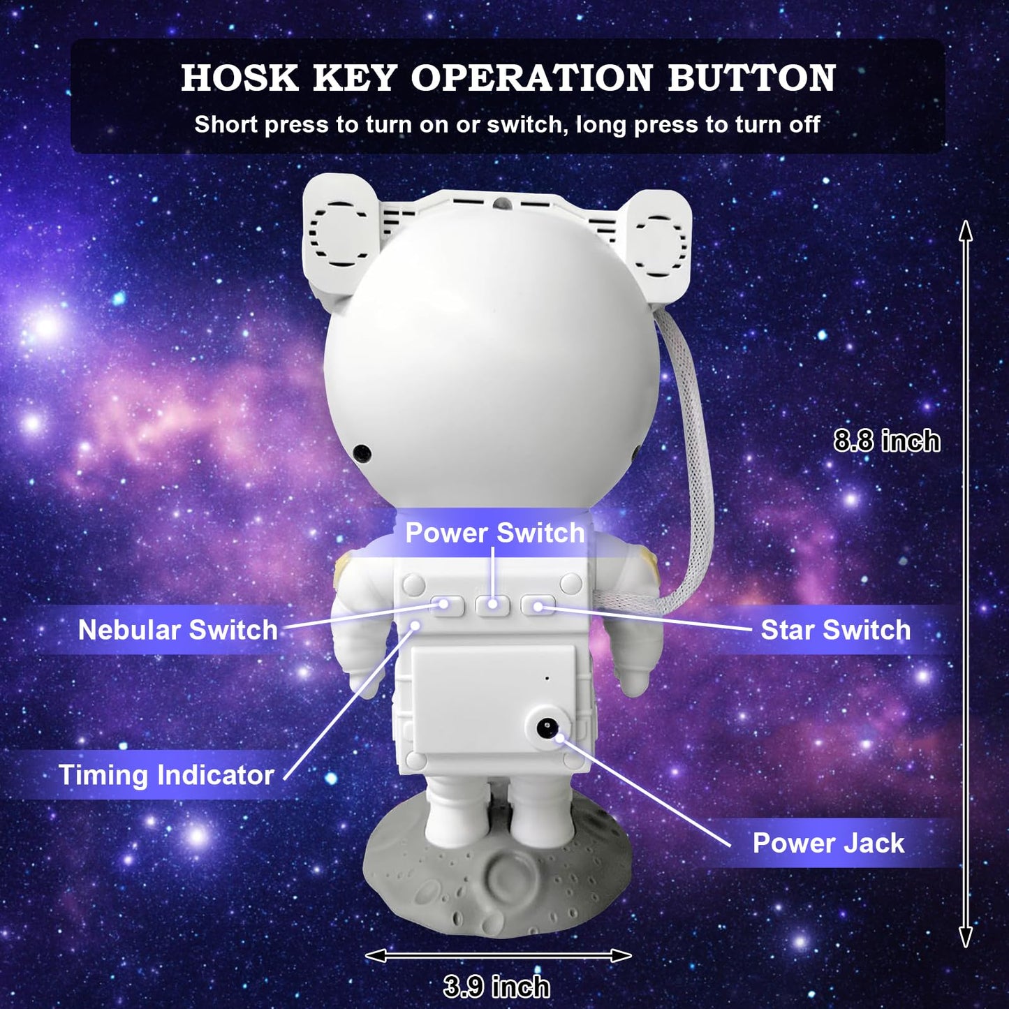 Astronaut Star Galaxy Projector with Timer and Remote