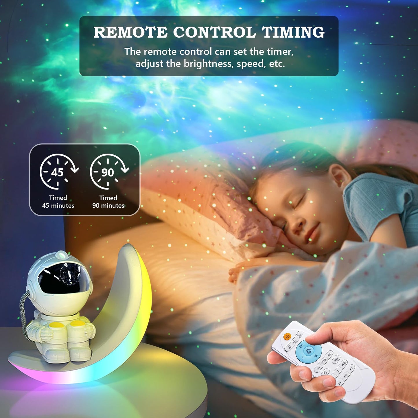Astronaut Galaxy Projector with Built-in Speaker, Timer and Remote